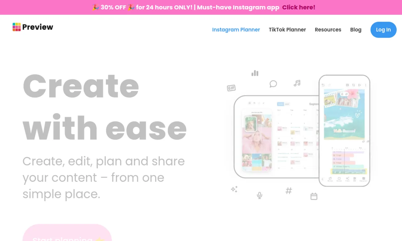 Screenshot of Preview App website