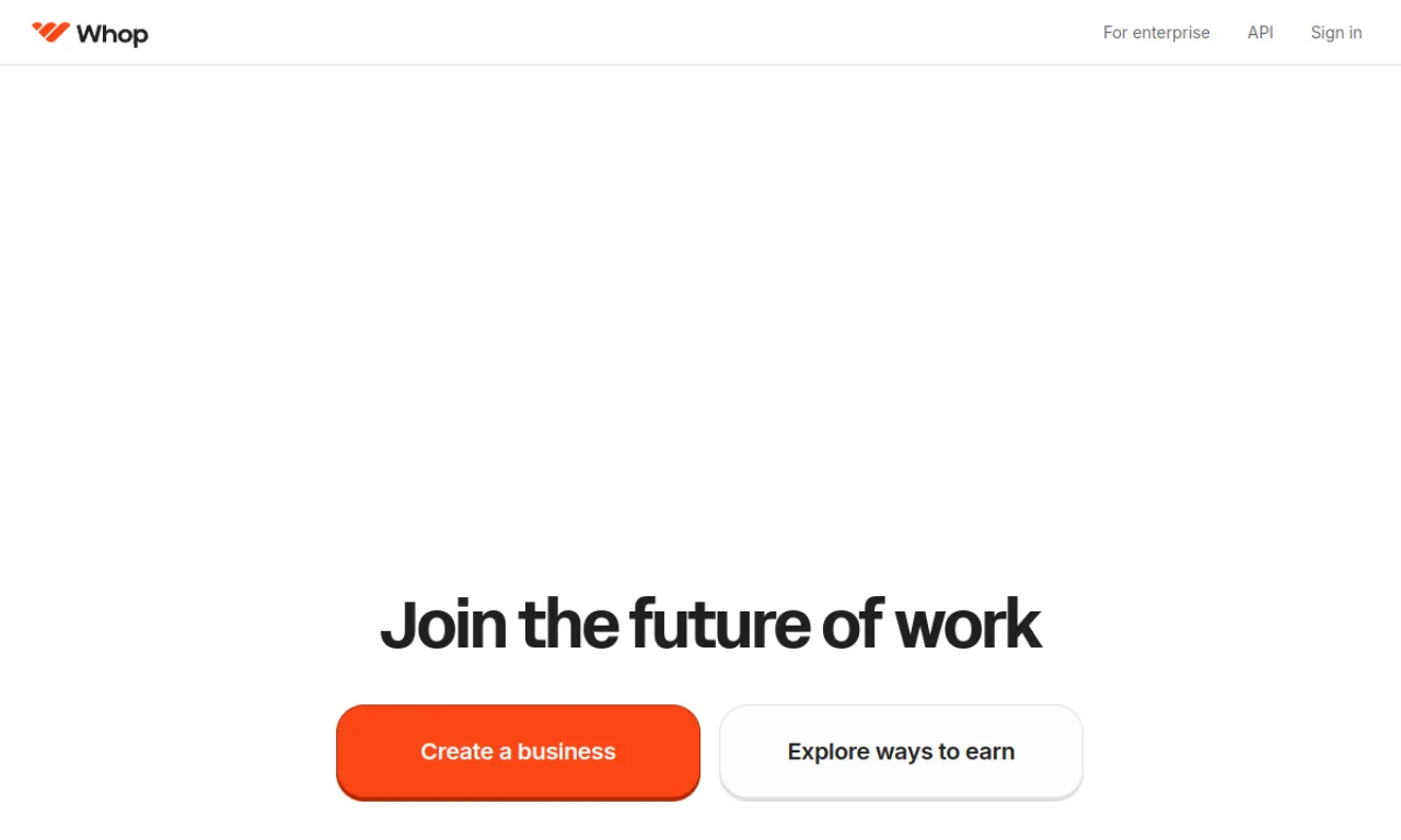 Screenshot of Whop website