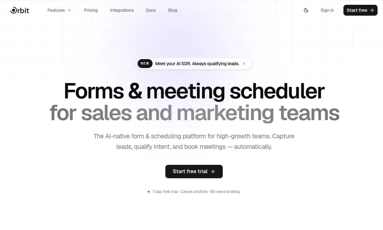 Screenshot of Orbit AI website
