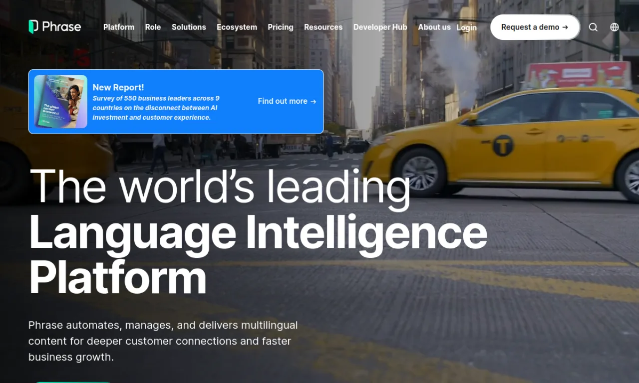 Screenshot of Phrase website