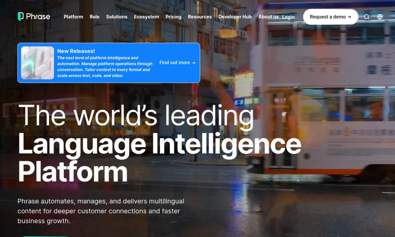 Screenshot of Phrase website