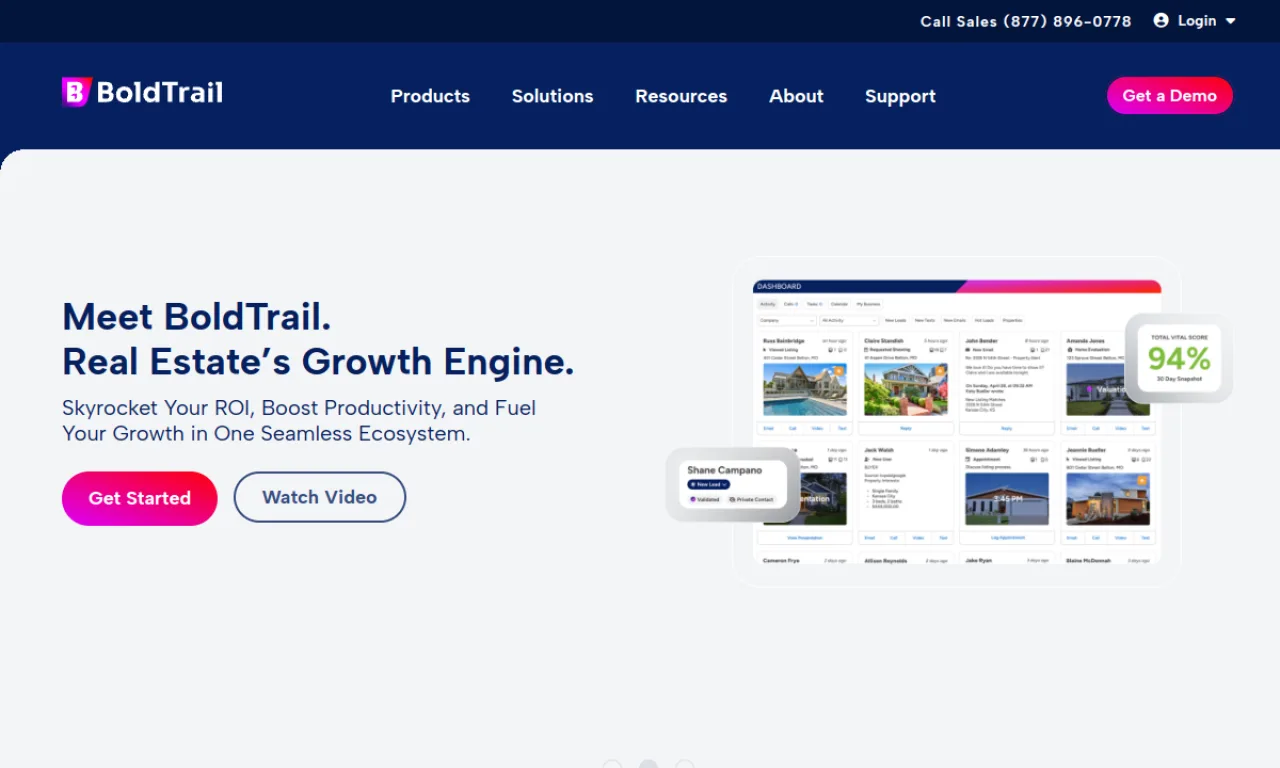 Screenshot of BoldTrail website