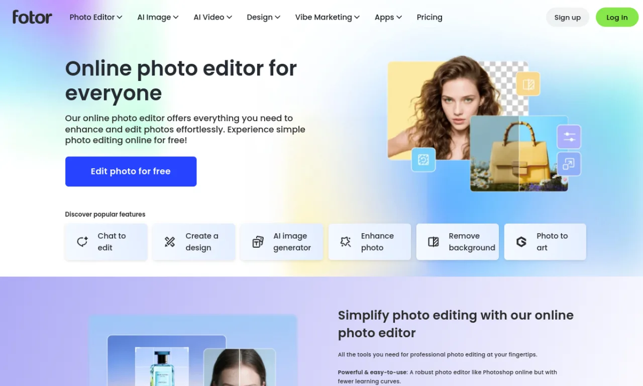 Screenshot of Fotor website