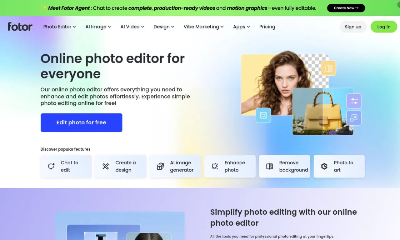 Screenshot of Fotor website