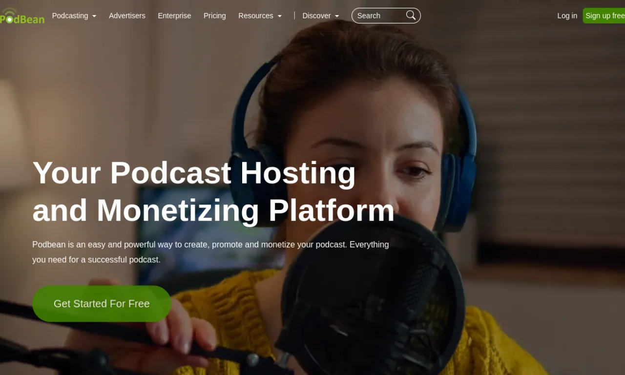 Screenshot of Podbean website