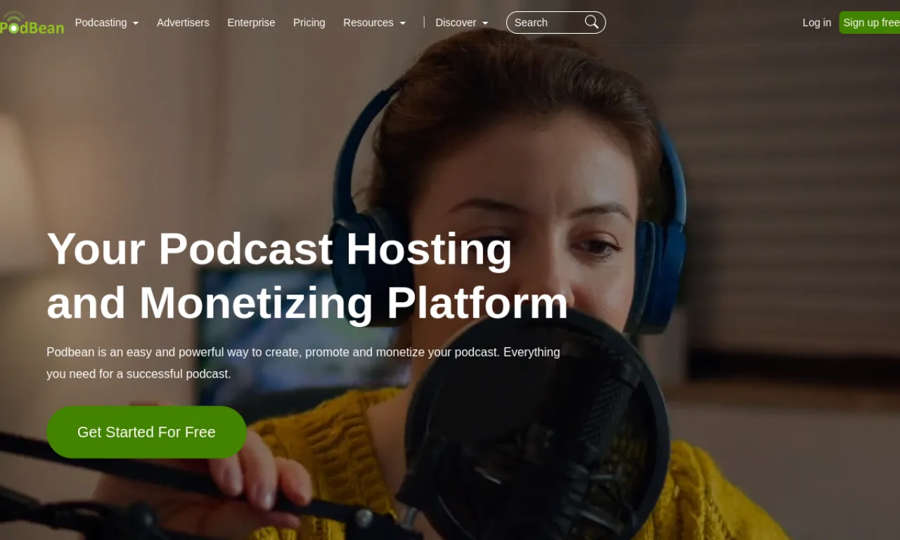 Screenshot of Podbean website