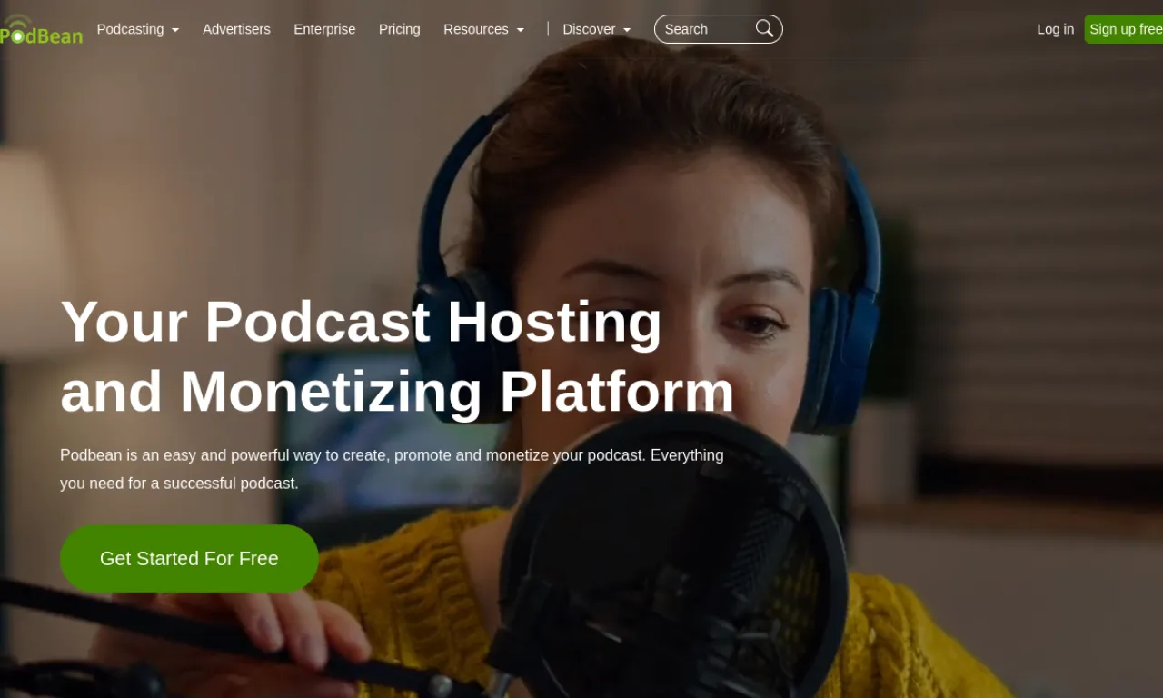 Screenshot of Podbean website