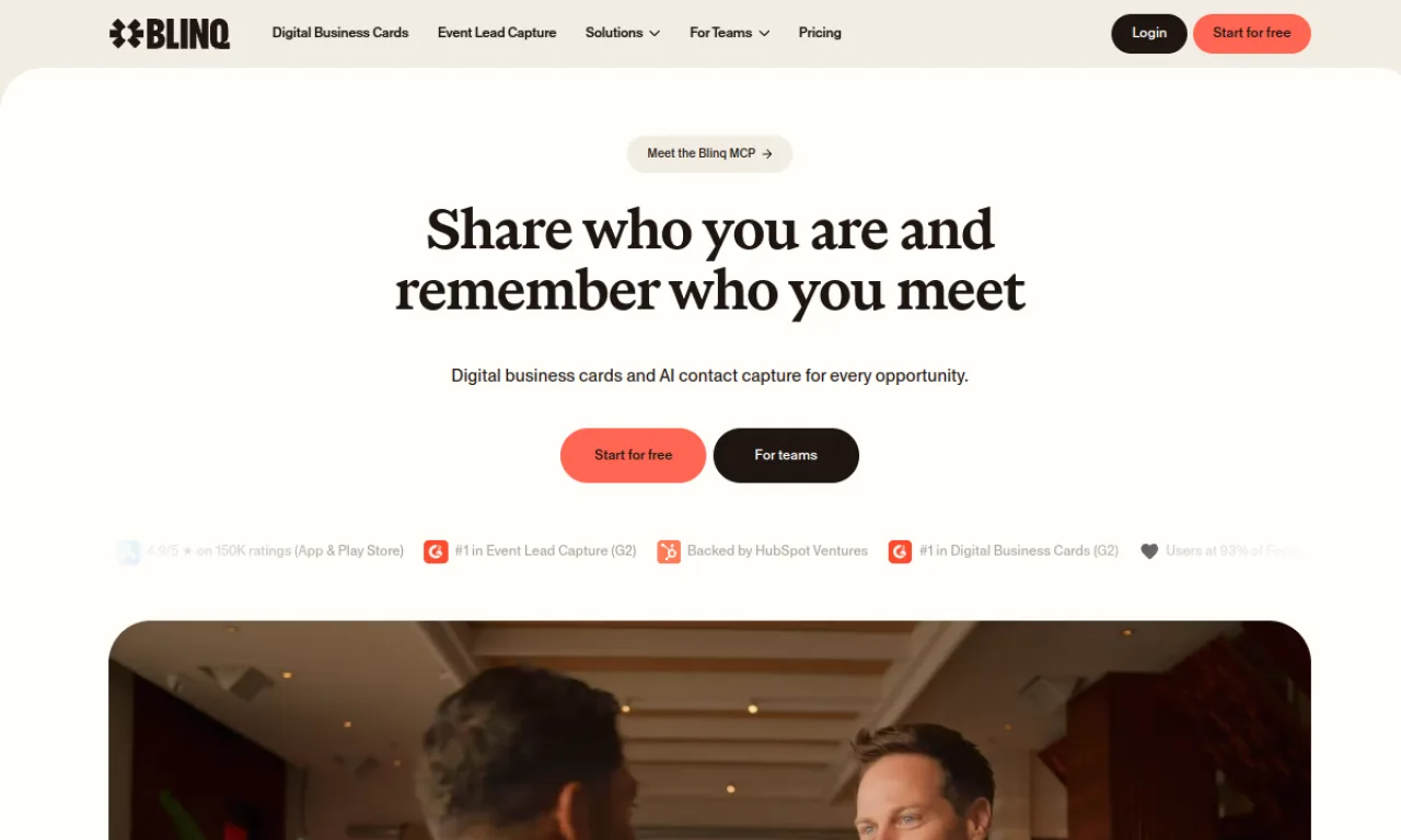 Screenshot of Blinq website