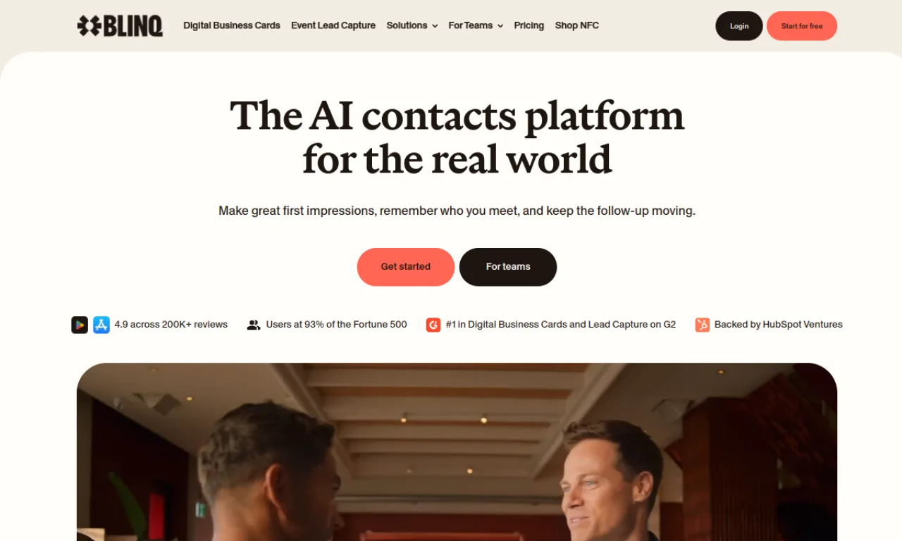 Screenshot of Blinq website