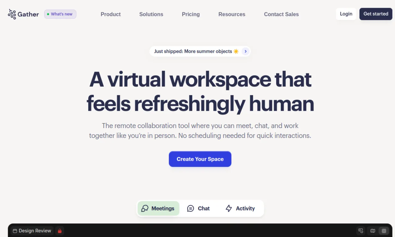 Screenshot of Gather website