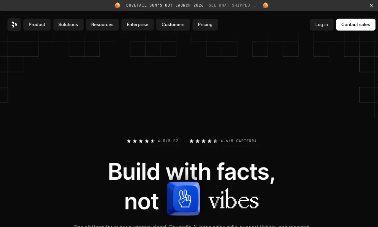 Screenshot of Dovetail website