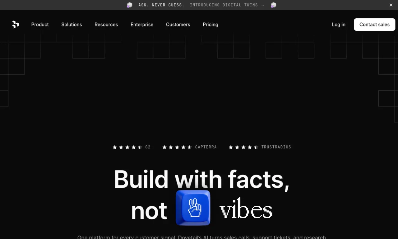 Screenshot of Dovetail website