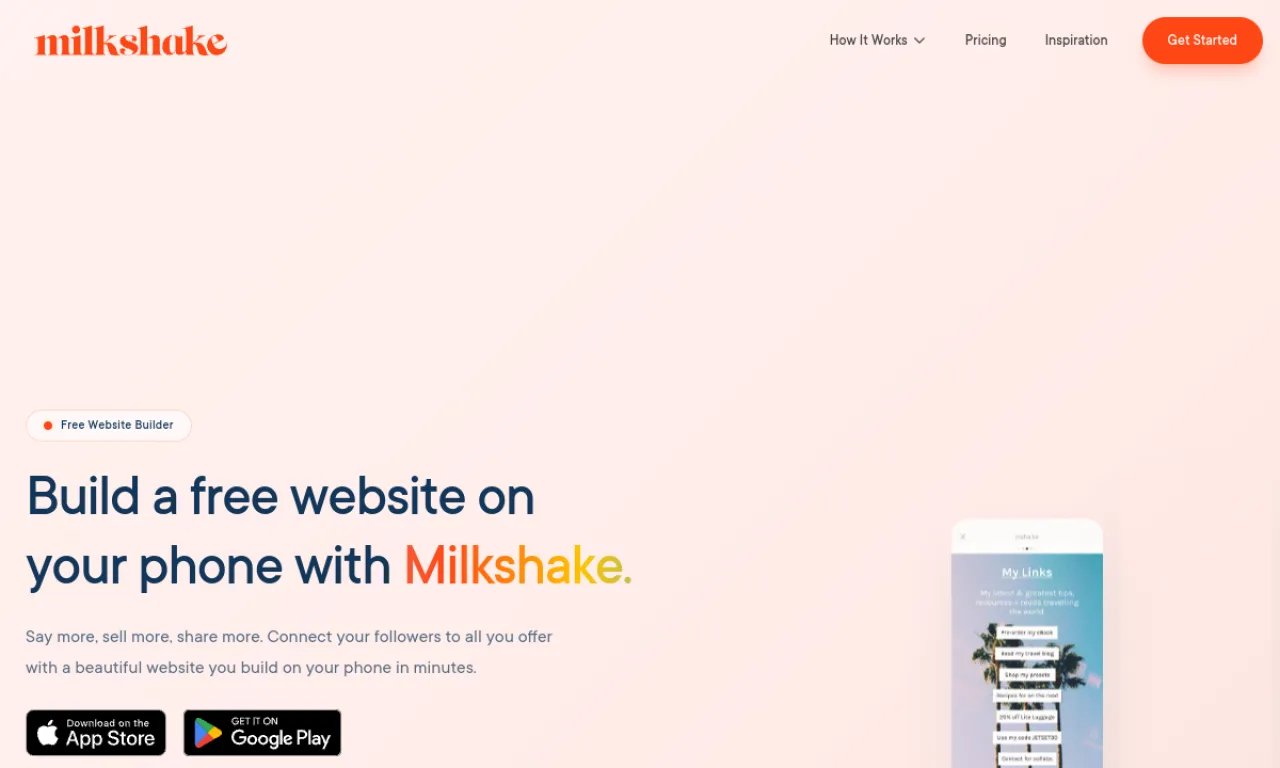 Screenshot of Milkshake website