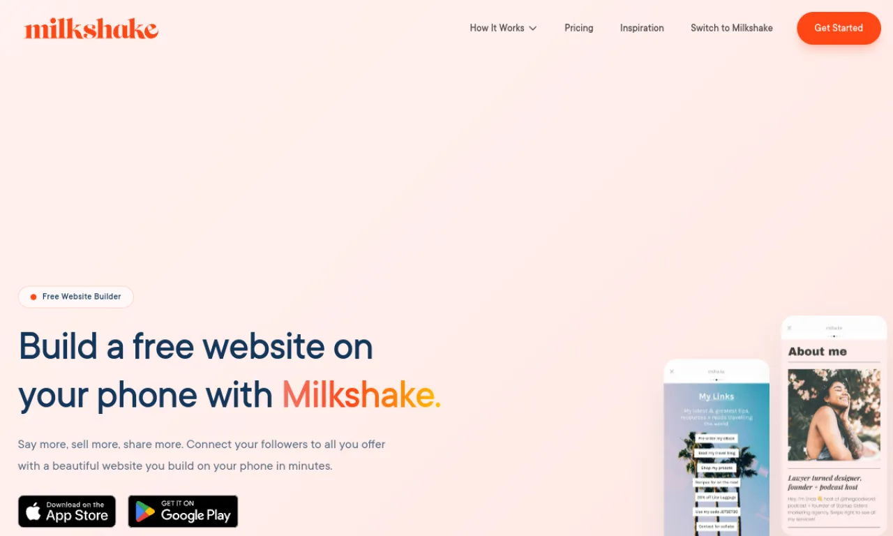 Screenshot of Milkshake website
