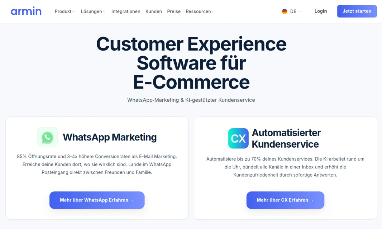 Screenshot of Chatarmin website
