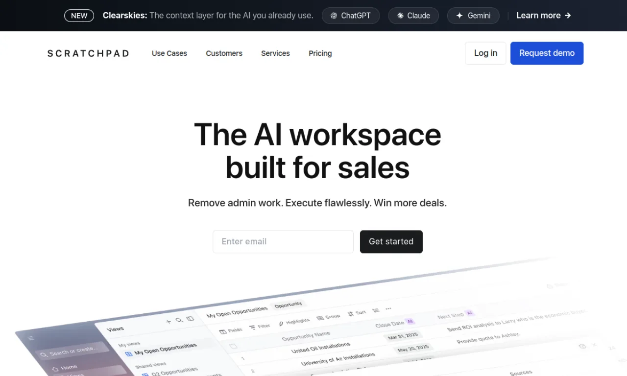 Screenshot of Scratchpad AI website
