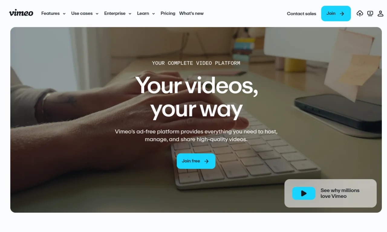 Screenshot of Vimeo website
