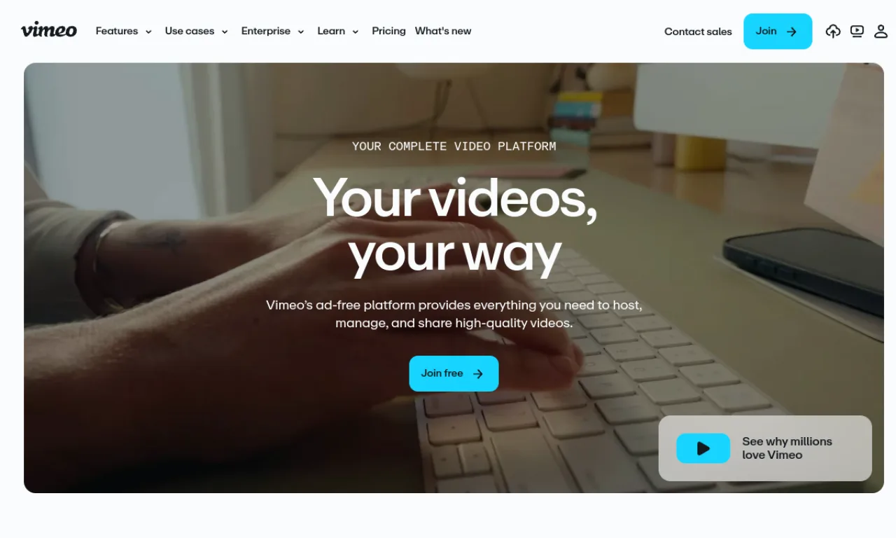 Screenshot of Vimeo website