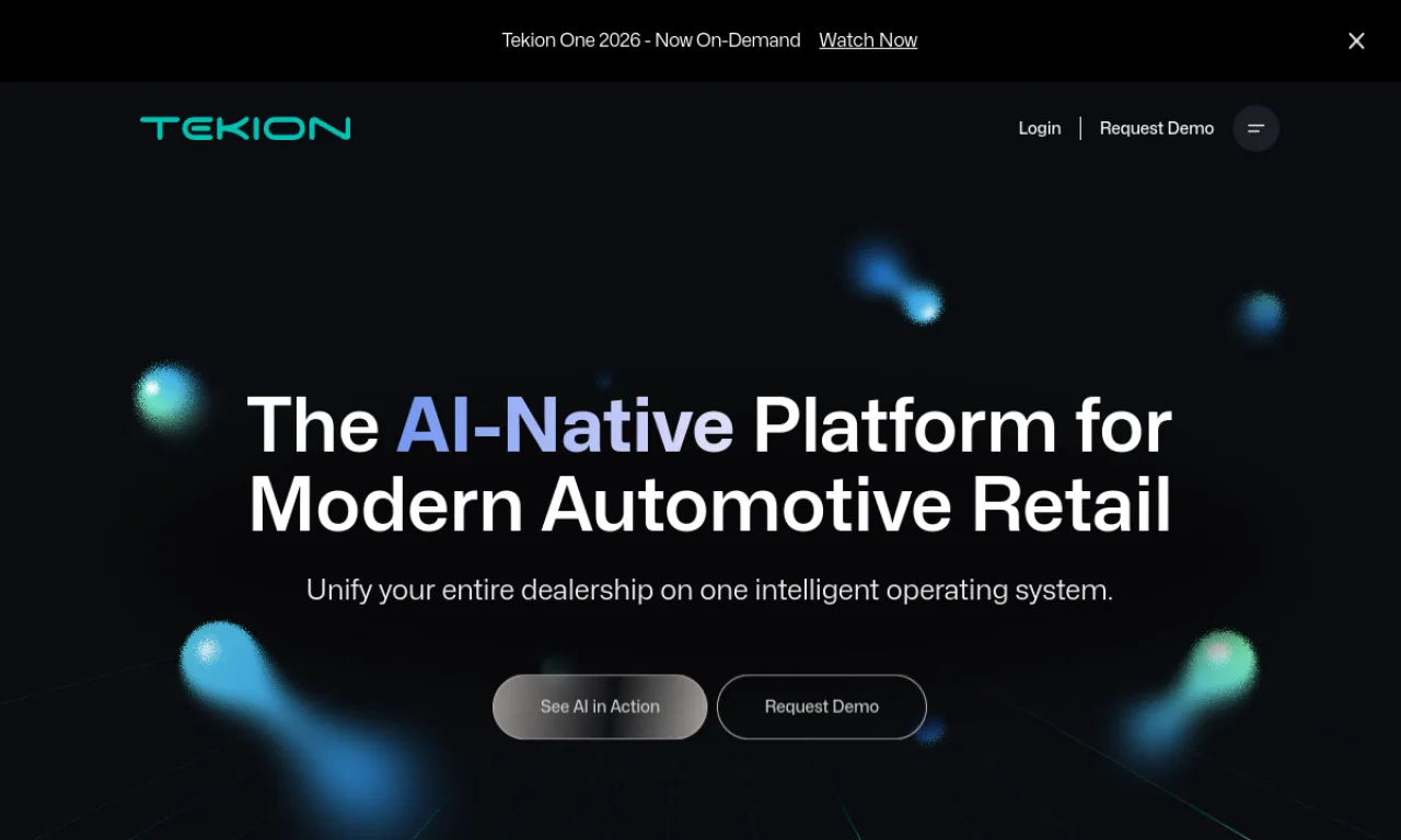 Screenshot of Tekion website