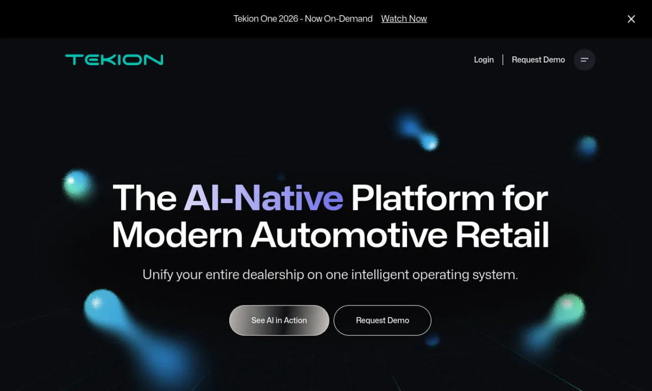 Screenshot of Tekion website