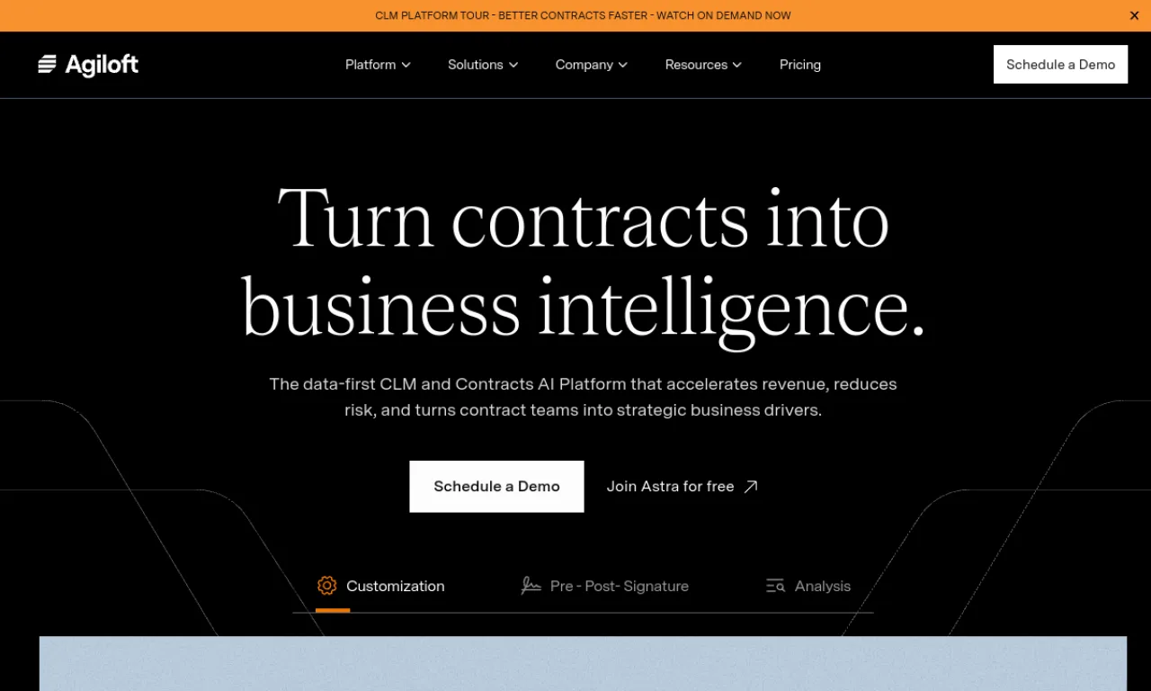 Screenshot of Agiloft website