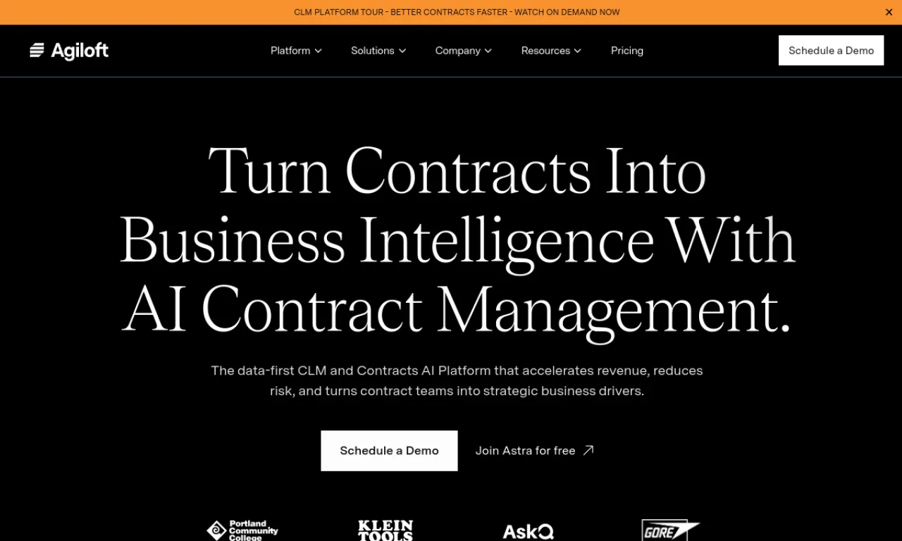 Screenshot of Agiloft website