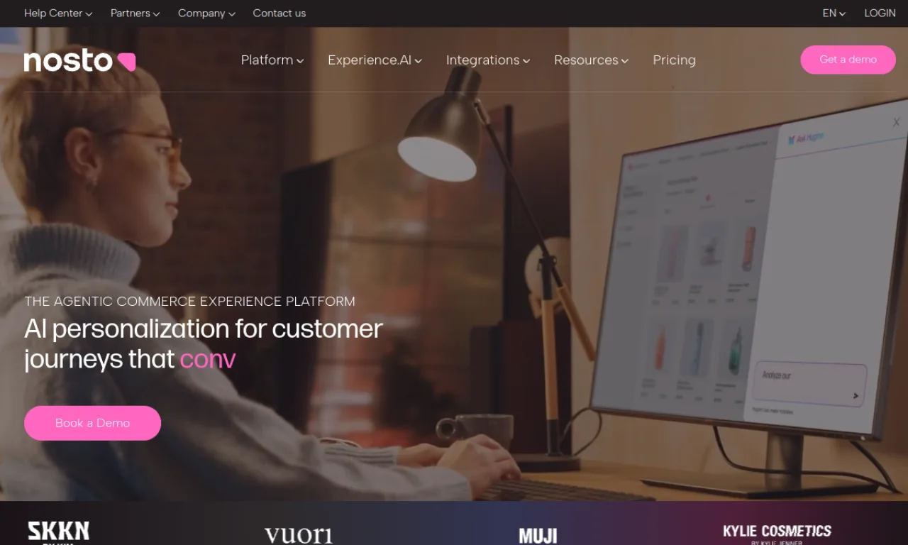 Screenshot of Nosto website