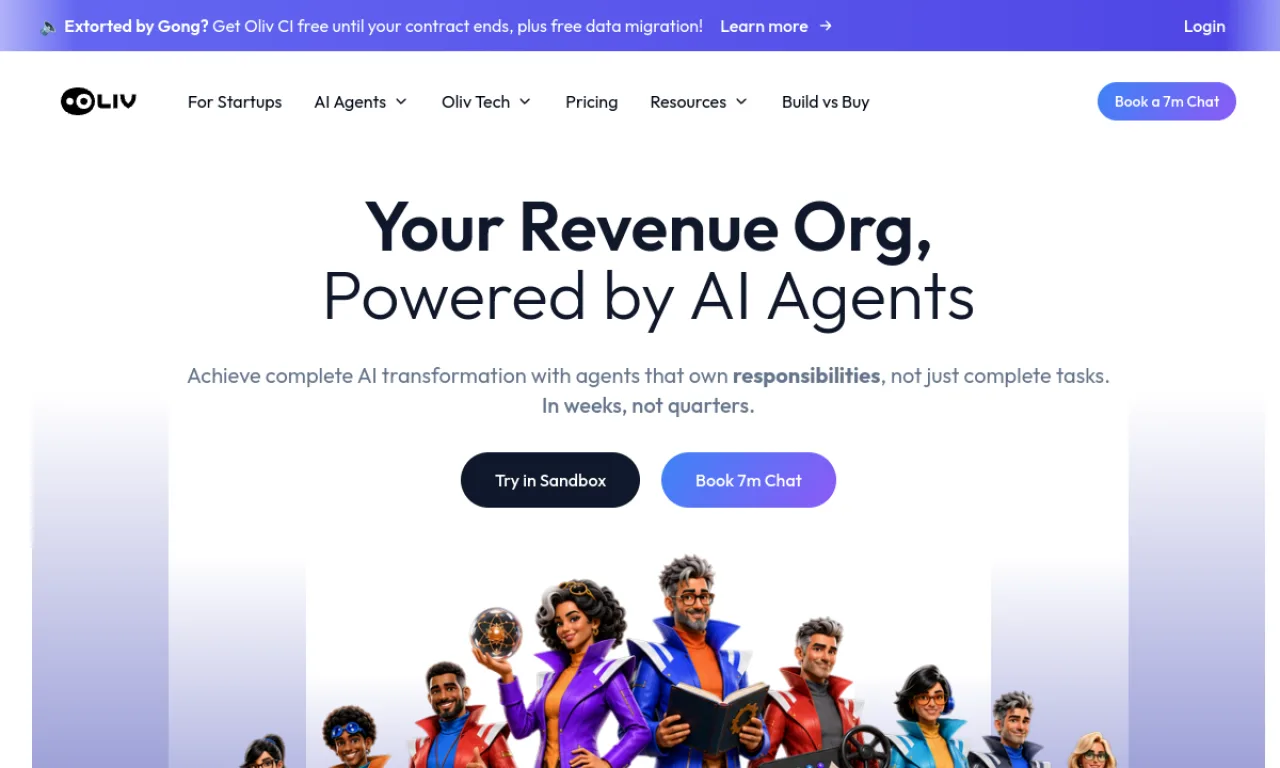 Screenshot of Oliv.ai website