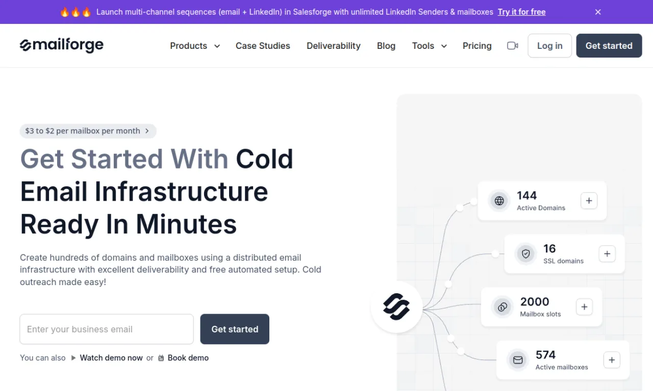 Screenshot of Mailforge website