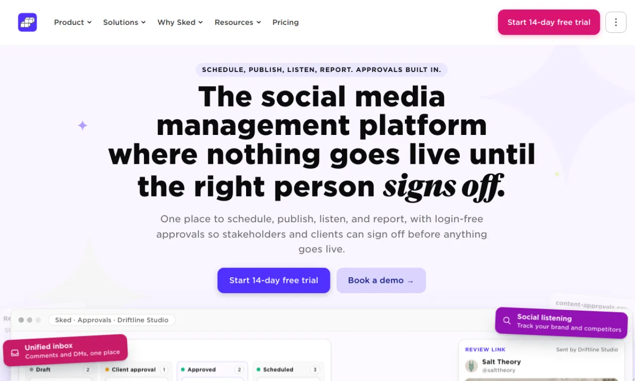 Screenshot of Sked Social website