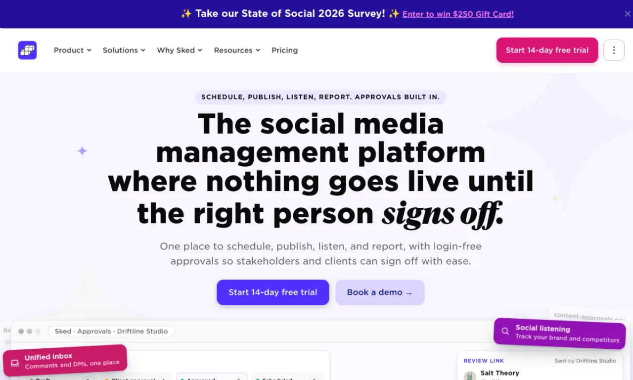 Screenshot of Sked Social website