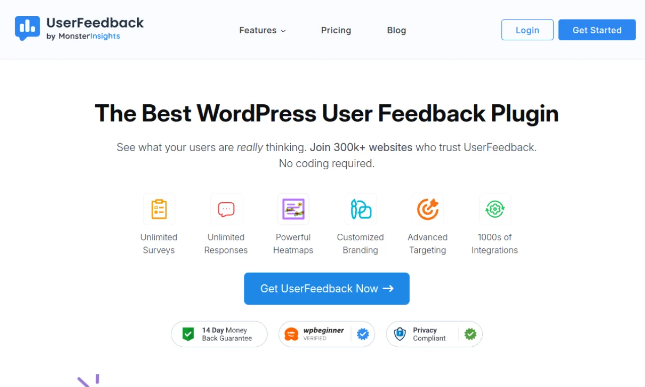 Screenshot of WP Forms Surveys / UserFeedback website