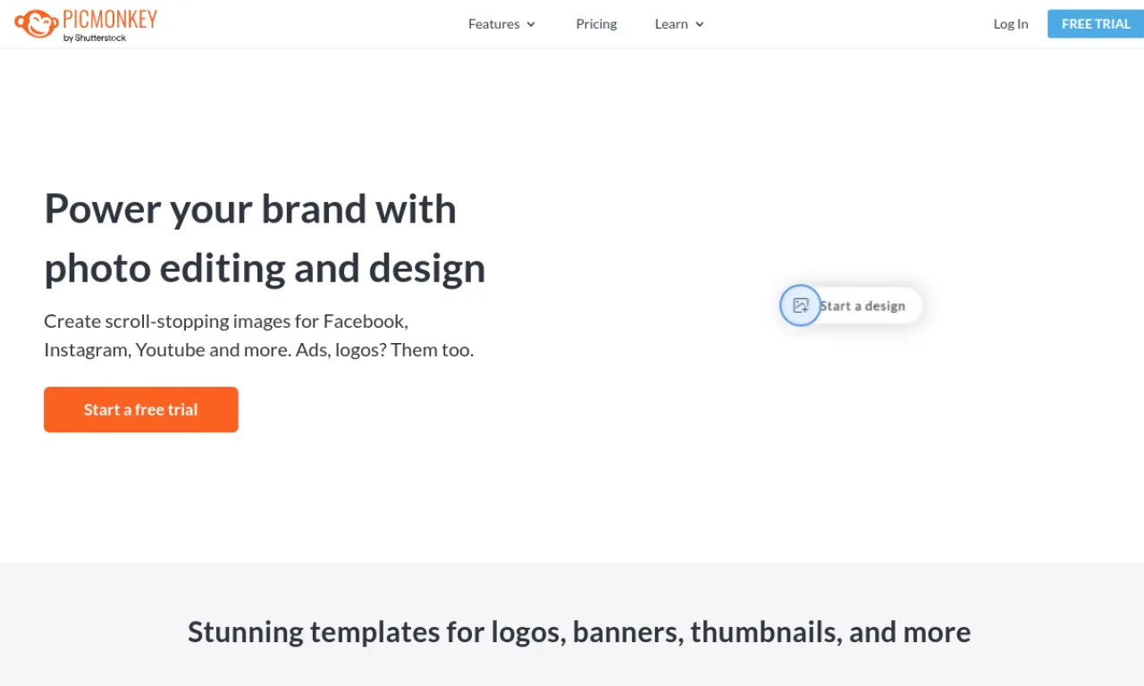 Screenshot of PicMonkey website