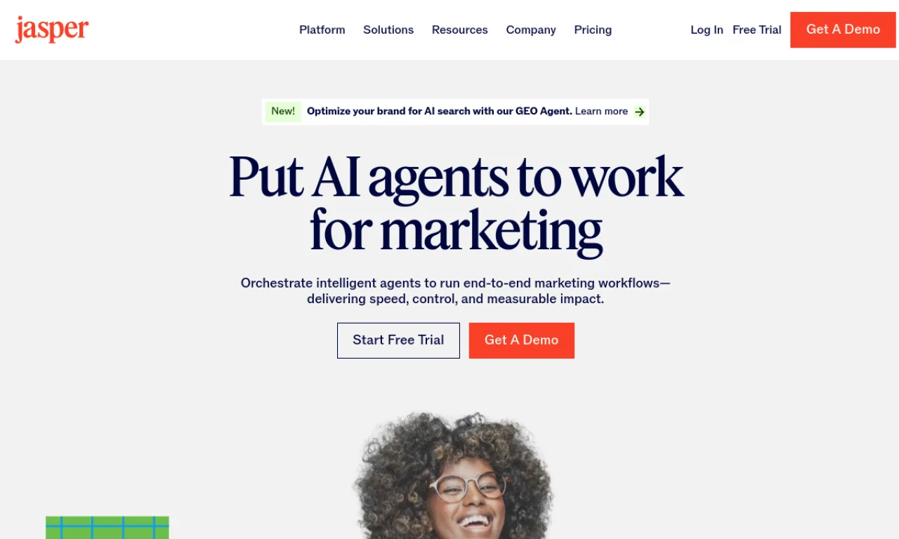 Screenshot of Jasper website
