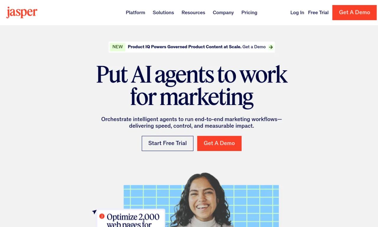 Screenshot of Jasper website