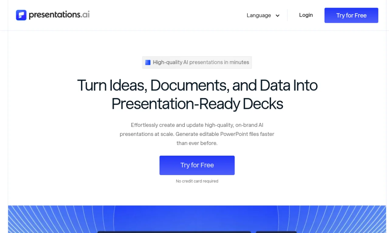 Screenshot of Presentations.ai website