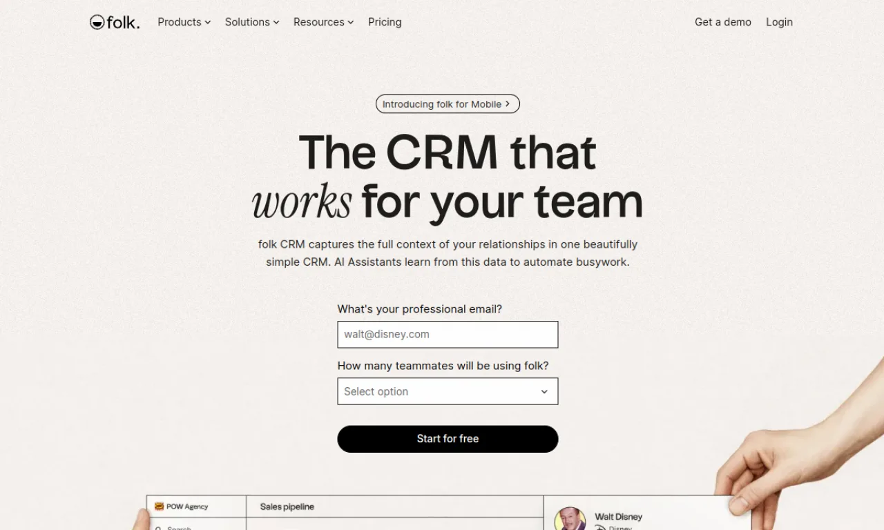 Screenshot of Folk + LinkedIn website