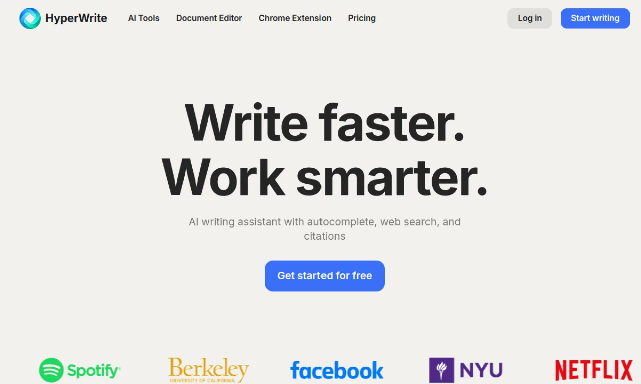 Screenshot of Hyperwrite website
