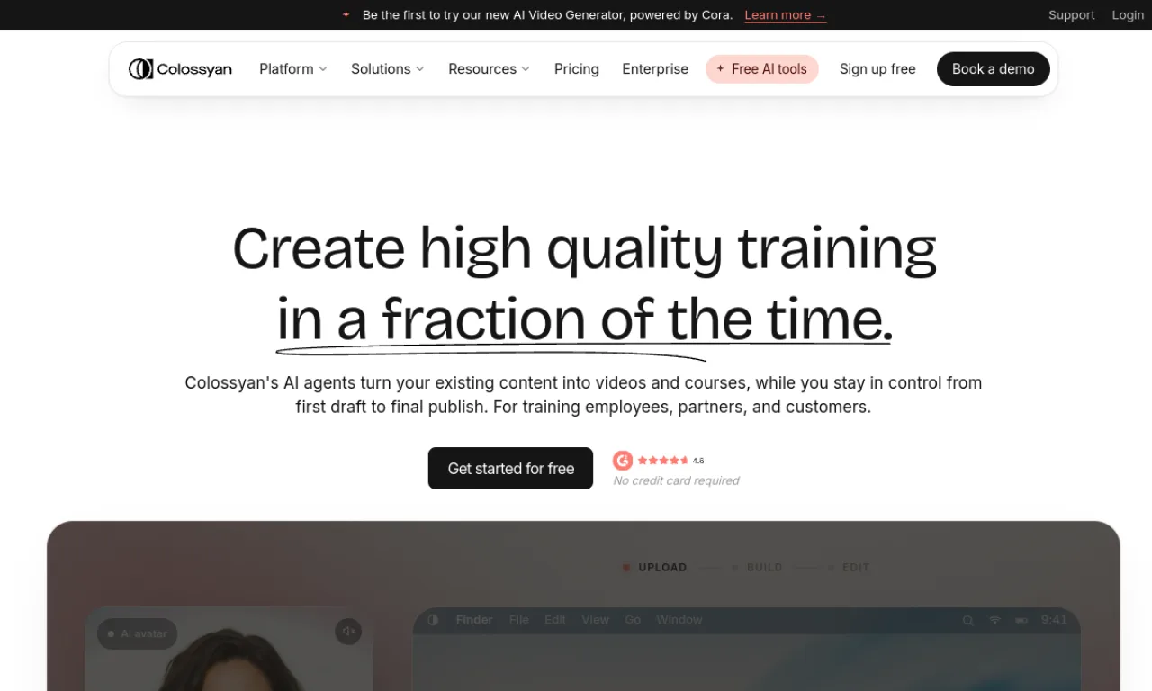 Screenshot of Colossyan website