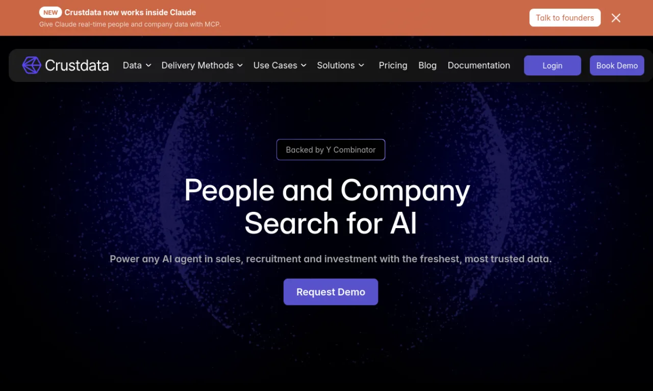 Screenshot of Nubela / Crustdata website