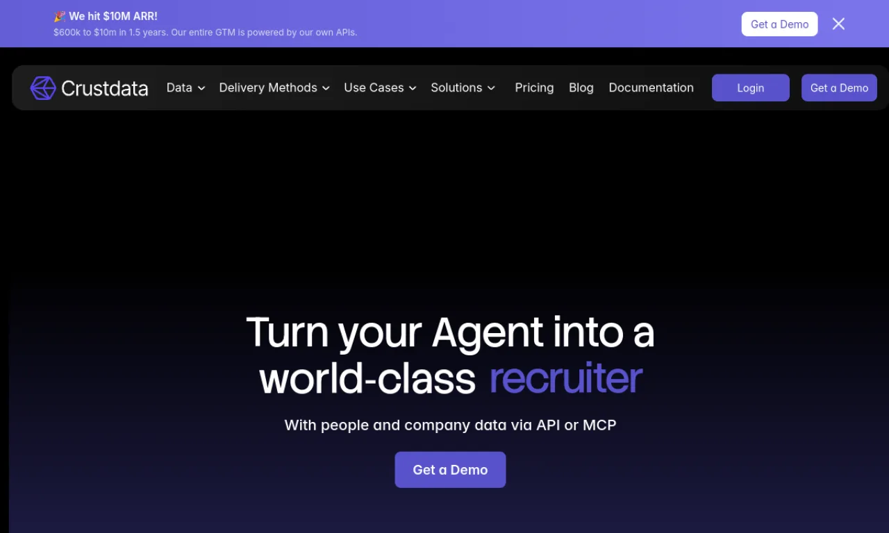 Screenshot of Nubela / Crustdata website