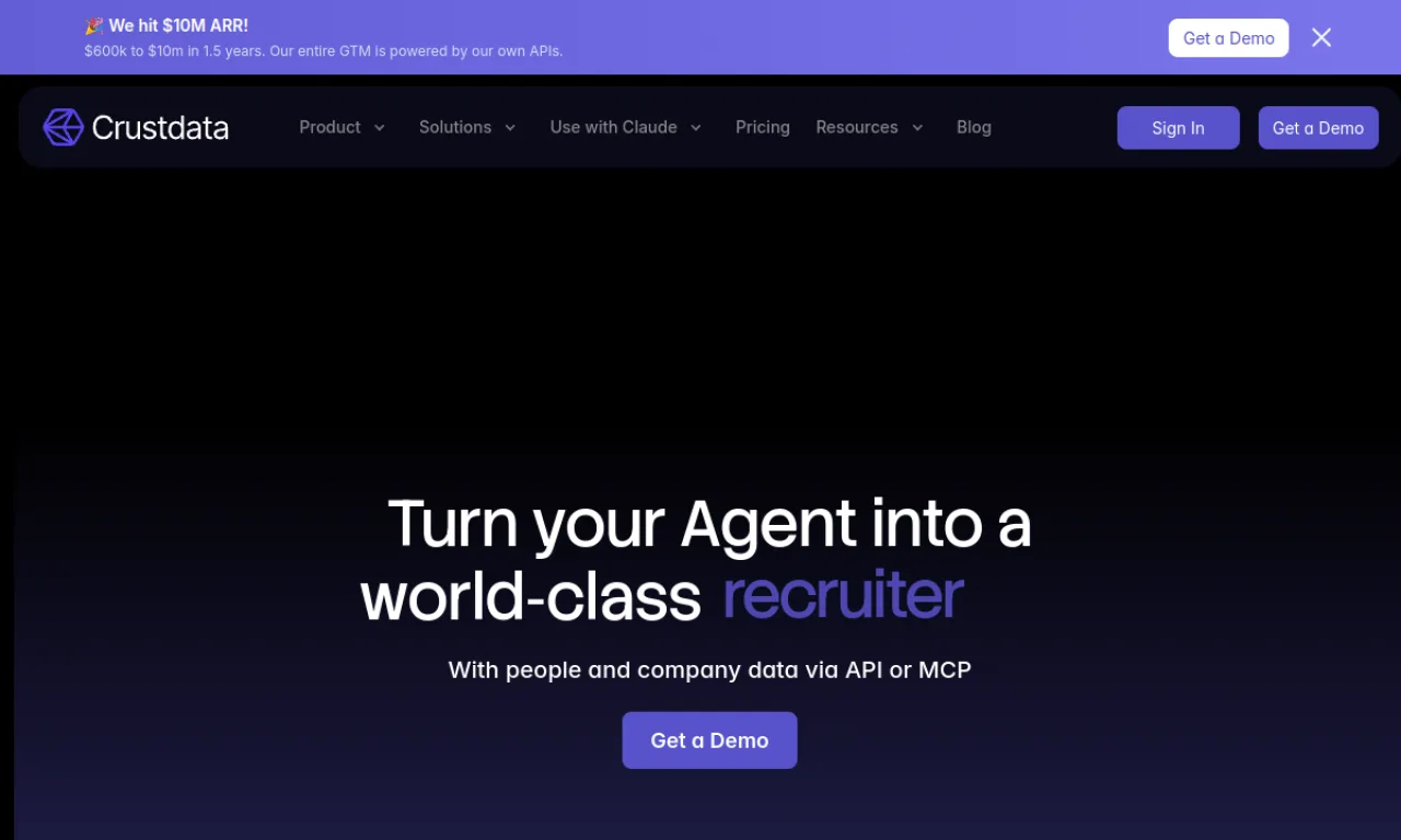 Screenshot of Nubela / Crustdata website