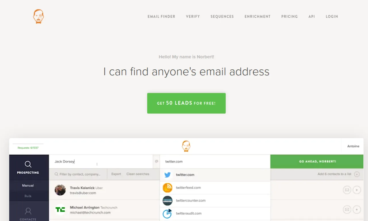 Screenshot of Voila Norbert website