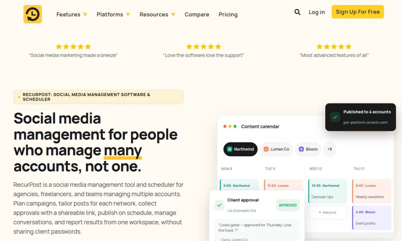 Screenshot of RecurPost website