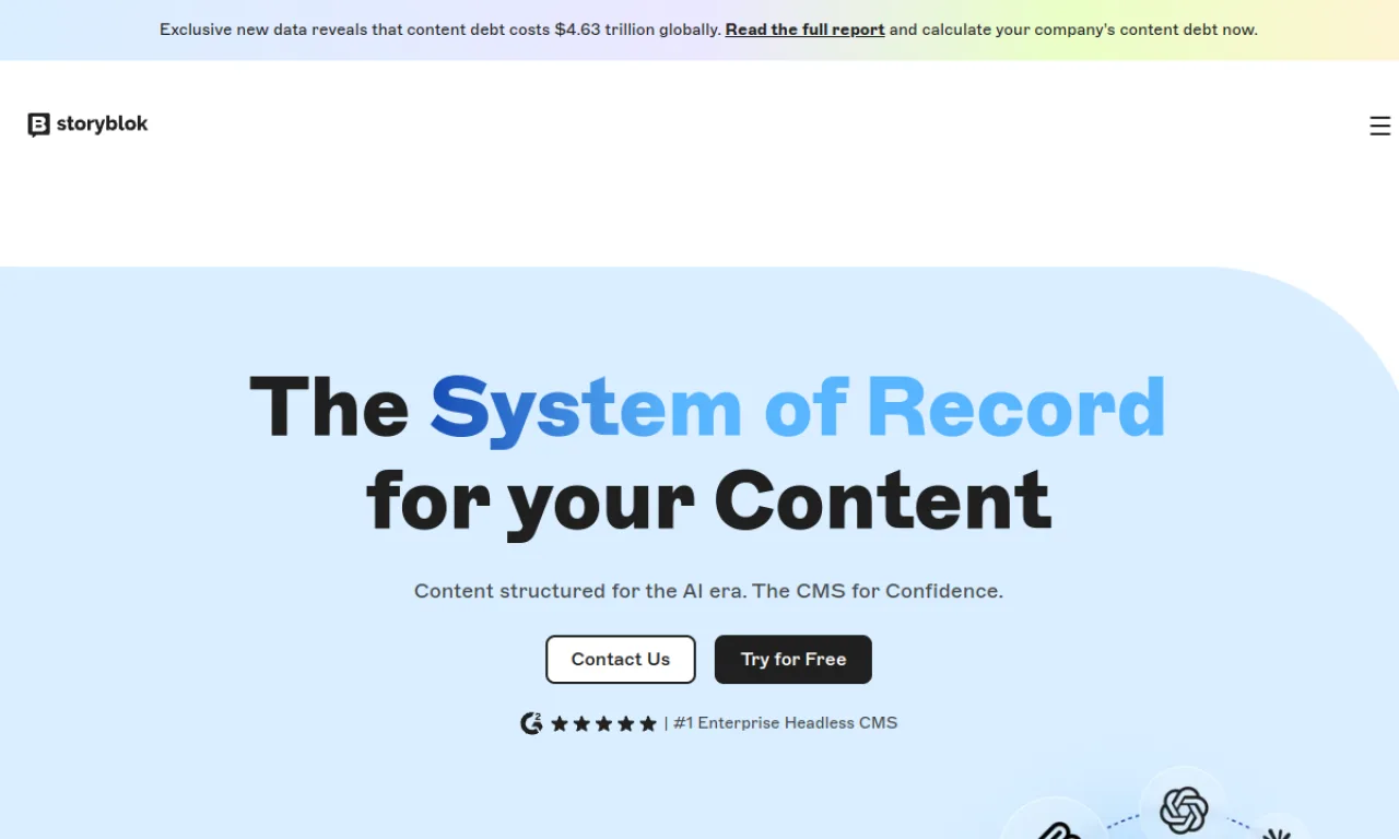 Screenshot of Storyblok website