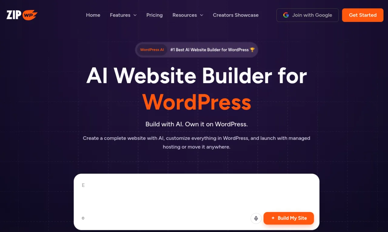Screenshot of Hostinger AI / Zipwp website