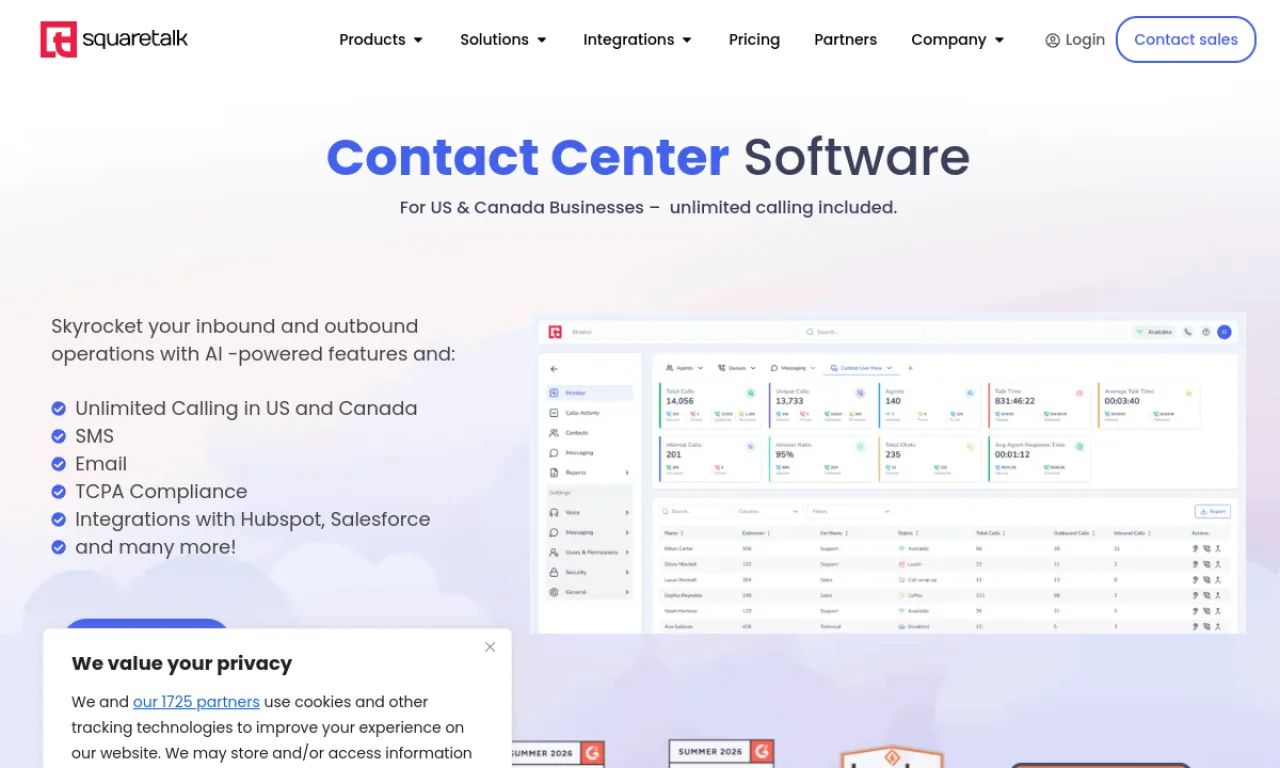 Screenshot of Squaretalk website