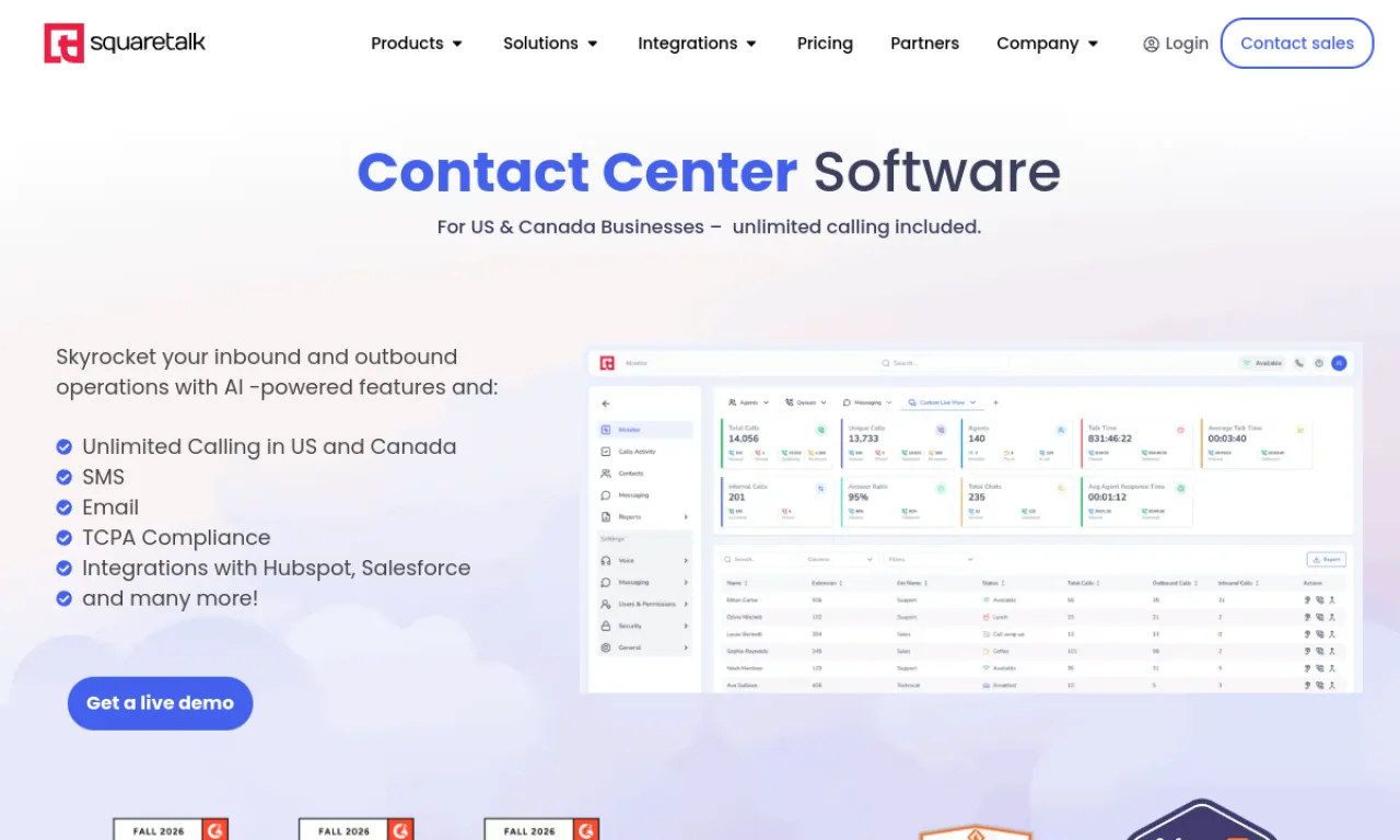 Screenshot of Squaretalk website