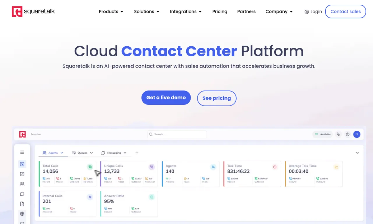 Screenshot of Squaretalk website
