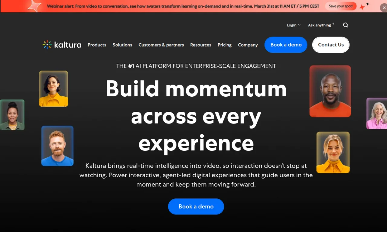 Screenshot of Kaltura Townhalls website